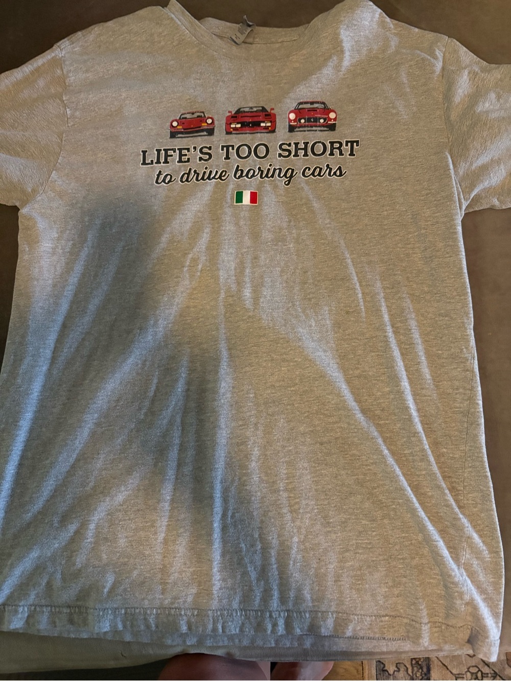 Next Level Apparel Gray Mens Tee with Red Car Graphics